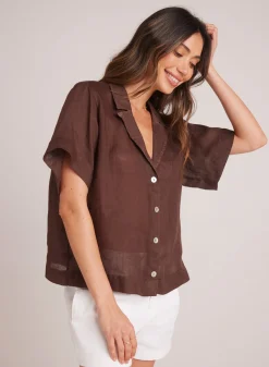 Bella Dahl Short Sleeve Flowy Button Down - Cocoa Cabana- Button Down