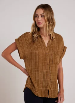 Bella Dahl Short Sleeve Pocket Button Down - Topaz Gold- Button Down