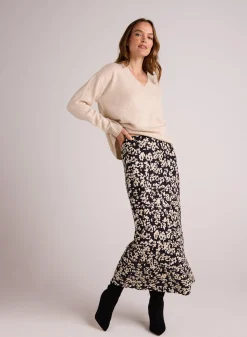 Bella Dahl Side Slit Bias Maxi Skirt - Ditsy Floral Print- Skirts
