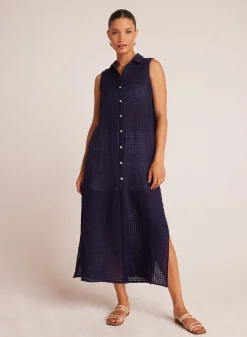 Bella Dahl Side Slit Duster Dress - Tropic Navy- Long Dresses
