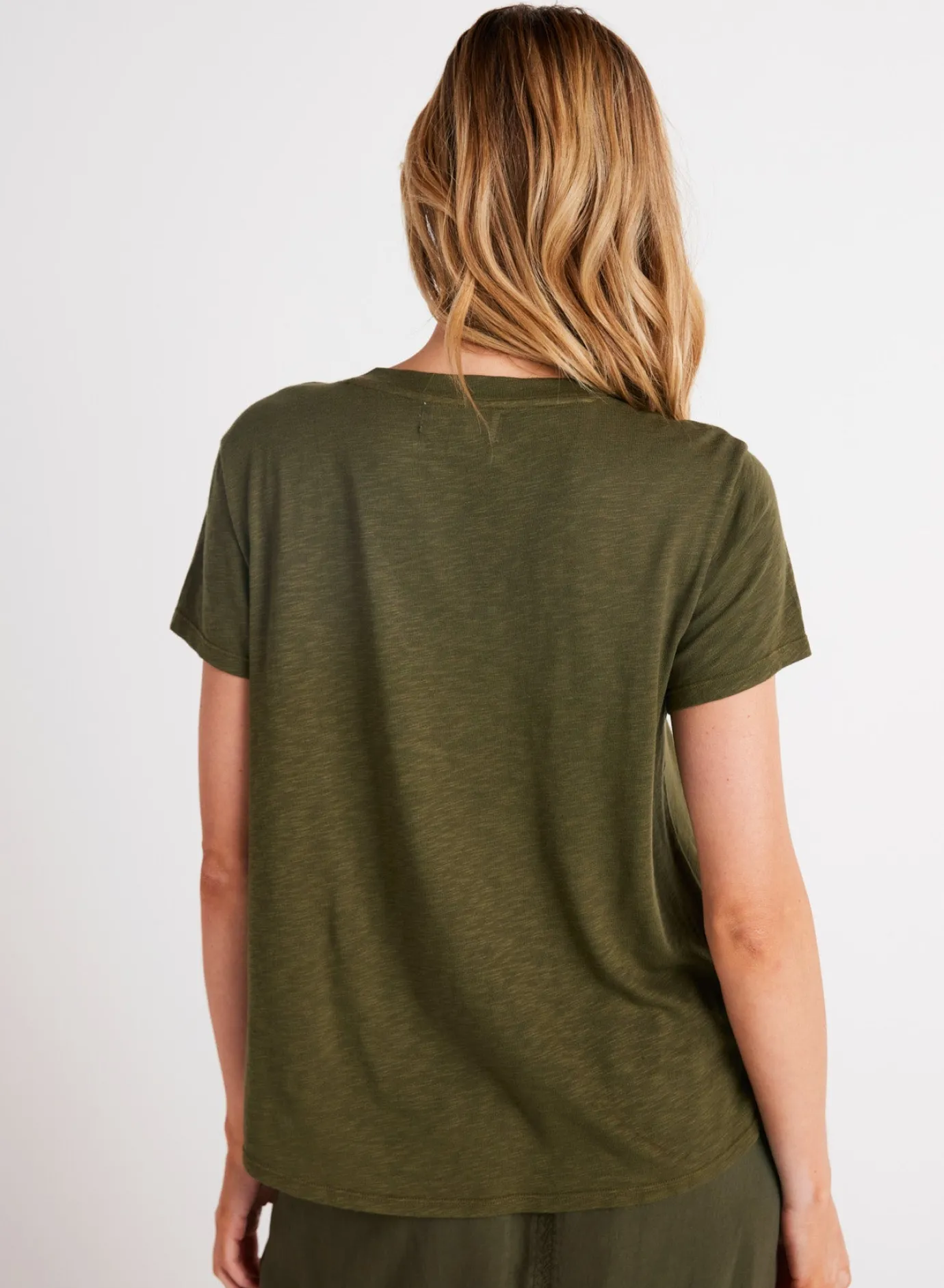 Bella Dahl Side Slit V-Neck Tee - Italian Herb- Essentials Tops
