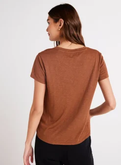 Bella Dahl Side Slit V-Neck Tee - Twilight Gold- Essentials Tops