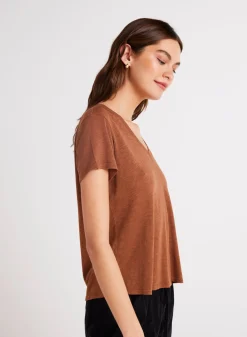 Bella Dahl Side Slit V-Neck Tee - Twilight Gold- Seasonal Essentials