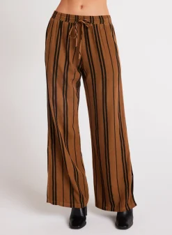 Bella Dahl Side Slit Wide Leg Pant - Gilded Brown- Pants
