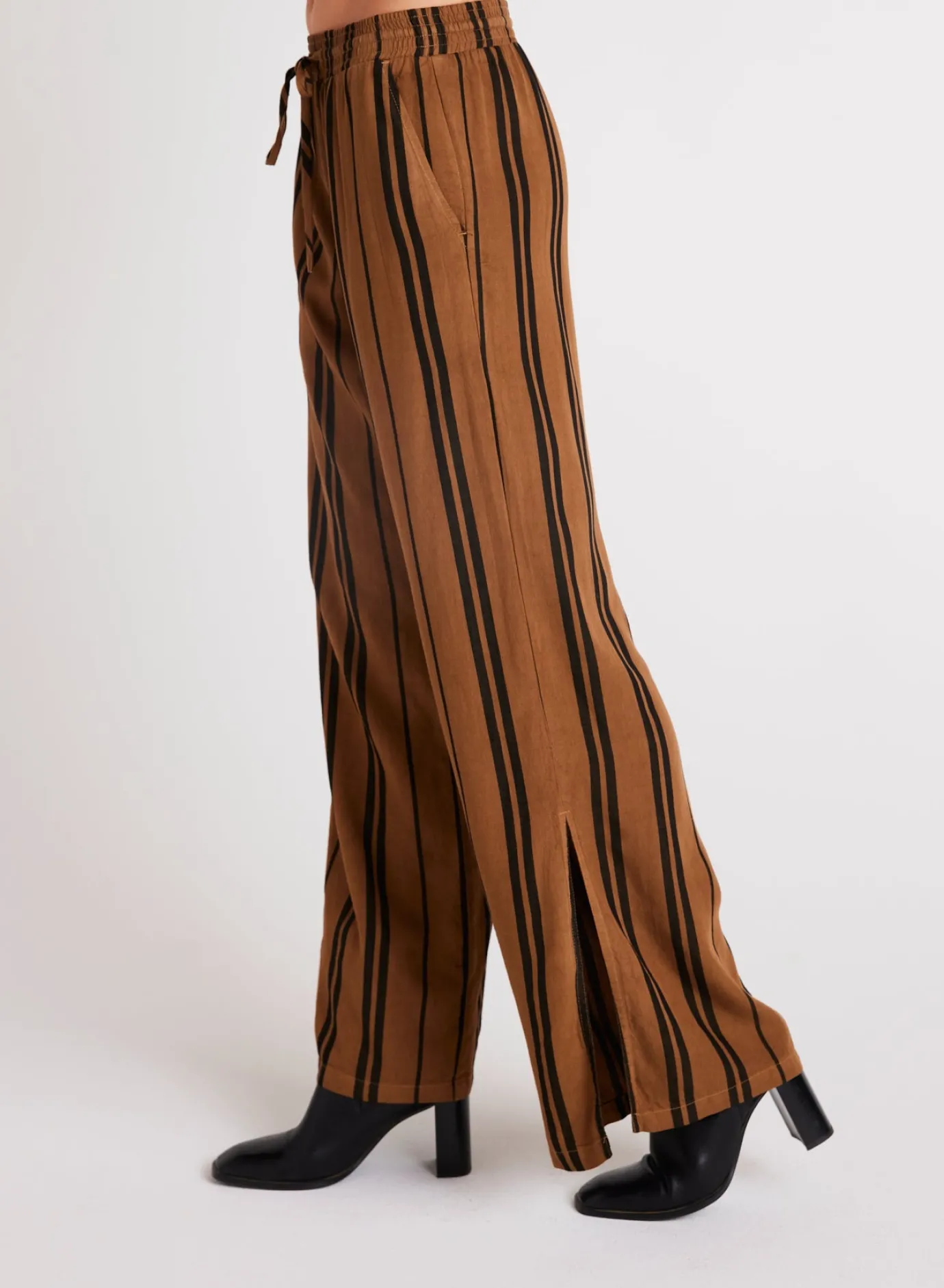 Bella Dahl Side Slit Wide Leg Pant - Gilded Brown- Pants