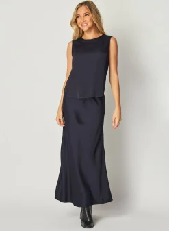 Bella Dahl Sleeveless Crew Neck Top - Navy Eclipse- Sleeveless