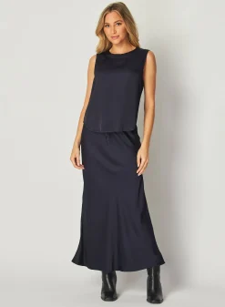 Bella Dahl Sleeveless Crew Neck Top - Navy Eclipse- Sleeveless