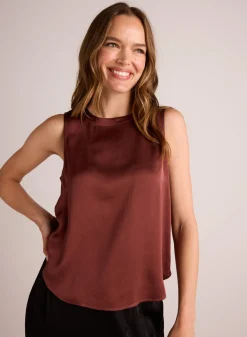 Bella Dahl Sleeveless Crew Neck Top - Brandy Wine- Sleeveless
