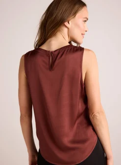 Bella Dahl Sleeveless Crew Neck Top - Brandy Wine- Sleeveless