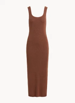 Bella Dahl Sleeveless Midi Linen Jersey Dress - French Espresso- Long Dresses