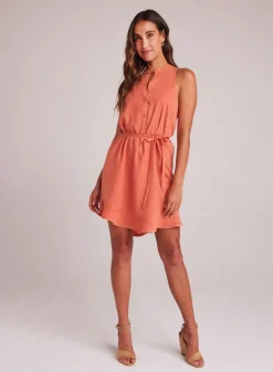 Bella Dahl Sleeveless Ruffle Hem Placket Dress - Clay Oasis- Short Dresses