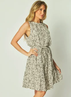 Bella Dahl Sleeveless Tiered Mini Dress - Papillon Print- Short Dresses