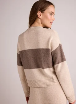 Bella Dahl Slouchy Crew Neck Sweater - Oat & Fawn- Sweaters