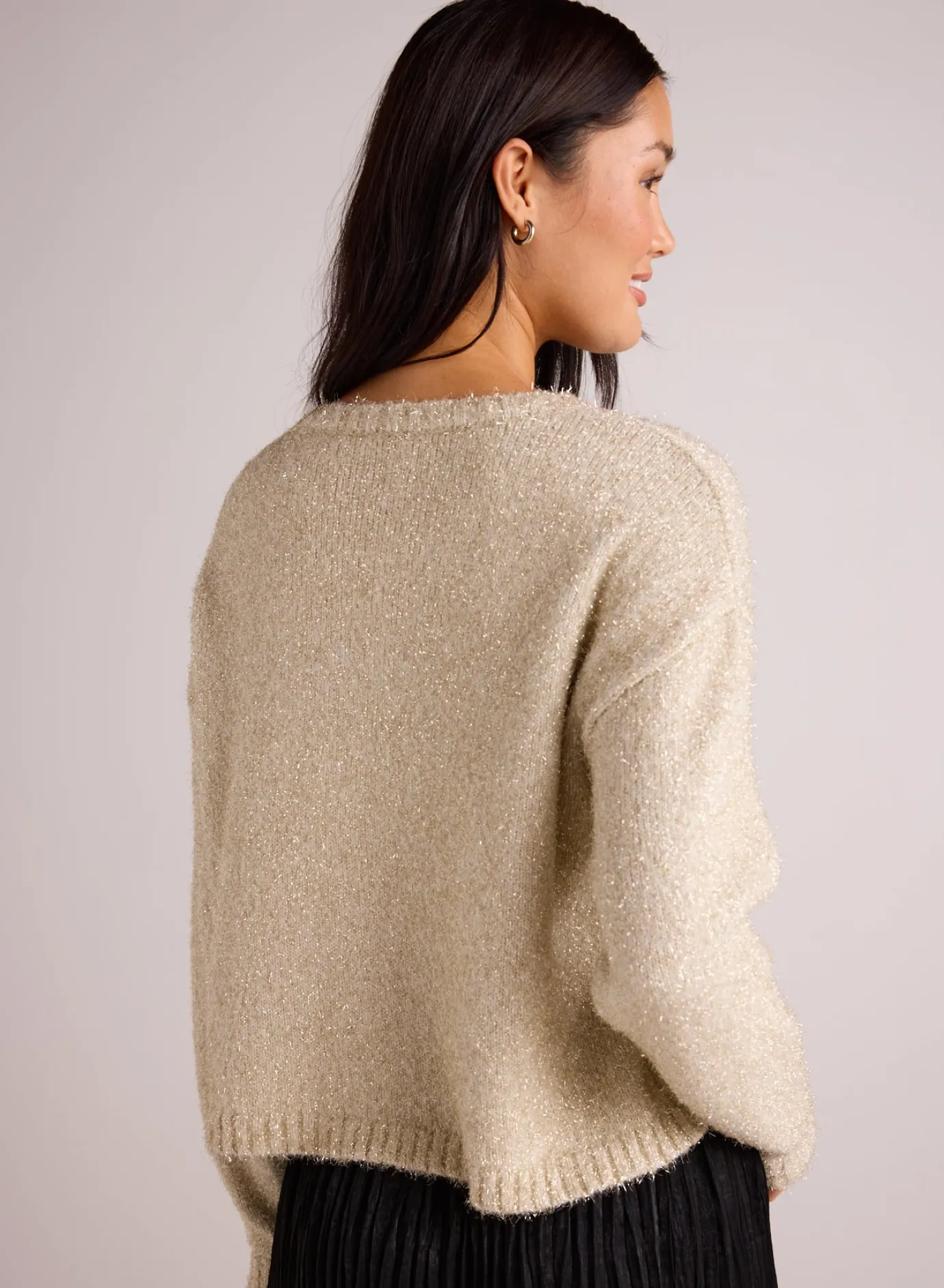 Bella Dahl Slouchy Sweater - Ivory Gold Shimmer- Sweaters