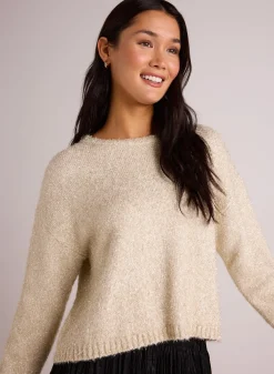 Bella Dahl Slouchy Sweater - Ivory Gold Shimmer- Sweaters