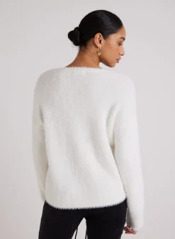Bella Dahl Slouchy V-Neck Sweater - Winter White- Sweaters