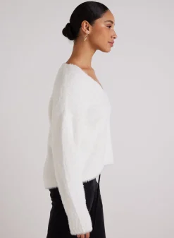 Bella Dahl Slouchy V-Neck Sweater - Winter White- Sweaters