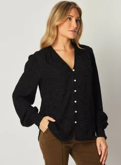 Bella Dahl Smocked Cuff Button Down - - Long Sleeve