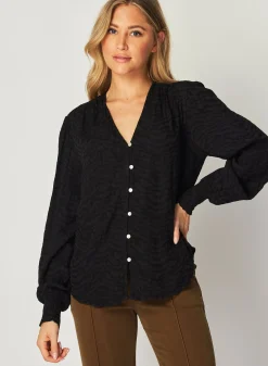 Bella Dahl Smocked Cuff Button Down - - Button Down