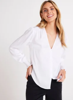 Bella Dahl Smocked Cuff Button Down - - Button Down