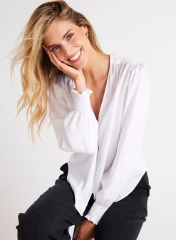 Bella Dahl Smocked Cuff Button Down - - Button Down