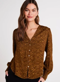 Bella Dahl Smocked Cuff Button Down - Bronzed Olive- Long Sleeve
