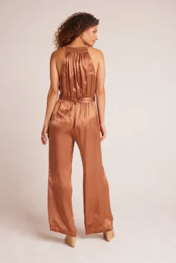 Bella Dahl Smocked Halter Neck Jumpsuit - Curacao Coconut- Rompers & Jumpsuits