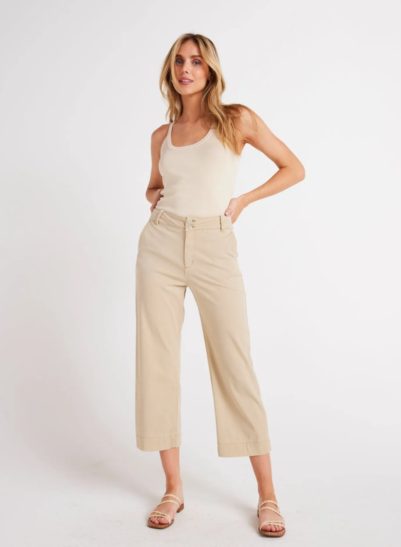 Bella Dahl Sofia Wide Leg Crop - Seaside Khaki- Pants