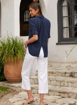 Bella Dahl Split Back Button Down - Endless Sea- Essentials Tops