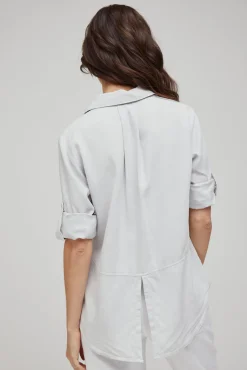 Bella Dahl Split Back Button Down - Foggy Sky- Essentials Tops