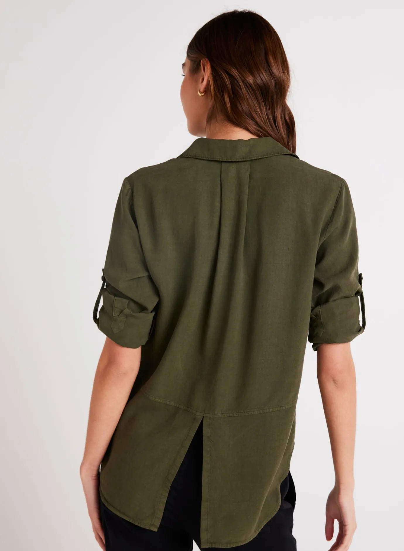 Bella Dahl Split Back Button Down - Italian Herb- Long Sleeve