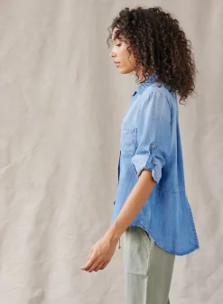 Bella Dahl Split Back Button Down - Medium Ombre Wash- Long Sleeve