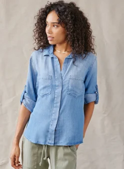 Bella Dahl Split Back Button Down - Medium Ombre Wash- Essentials Tops