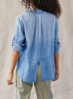 Bella Dahl Split Back Button Down - Medium Ombre Wash- Essentials Tops