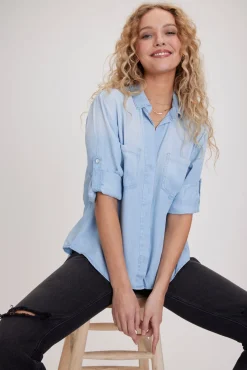 Bella Dahl Split Back Button Down - Sunbleach Wash- Button Down