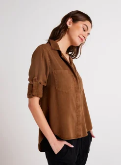 Bella Dahl Split Back Button Down - Twilight Gold- Essentials Tops