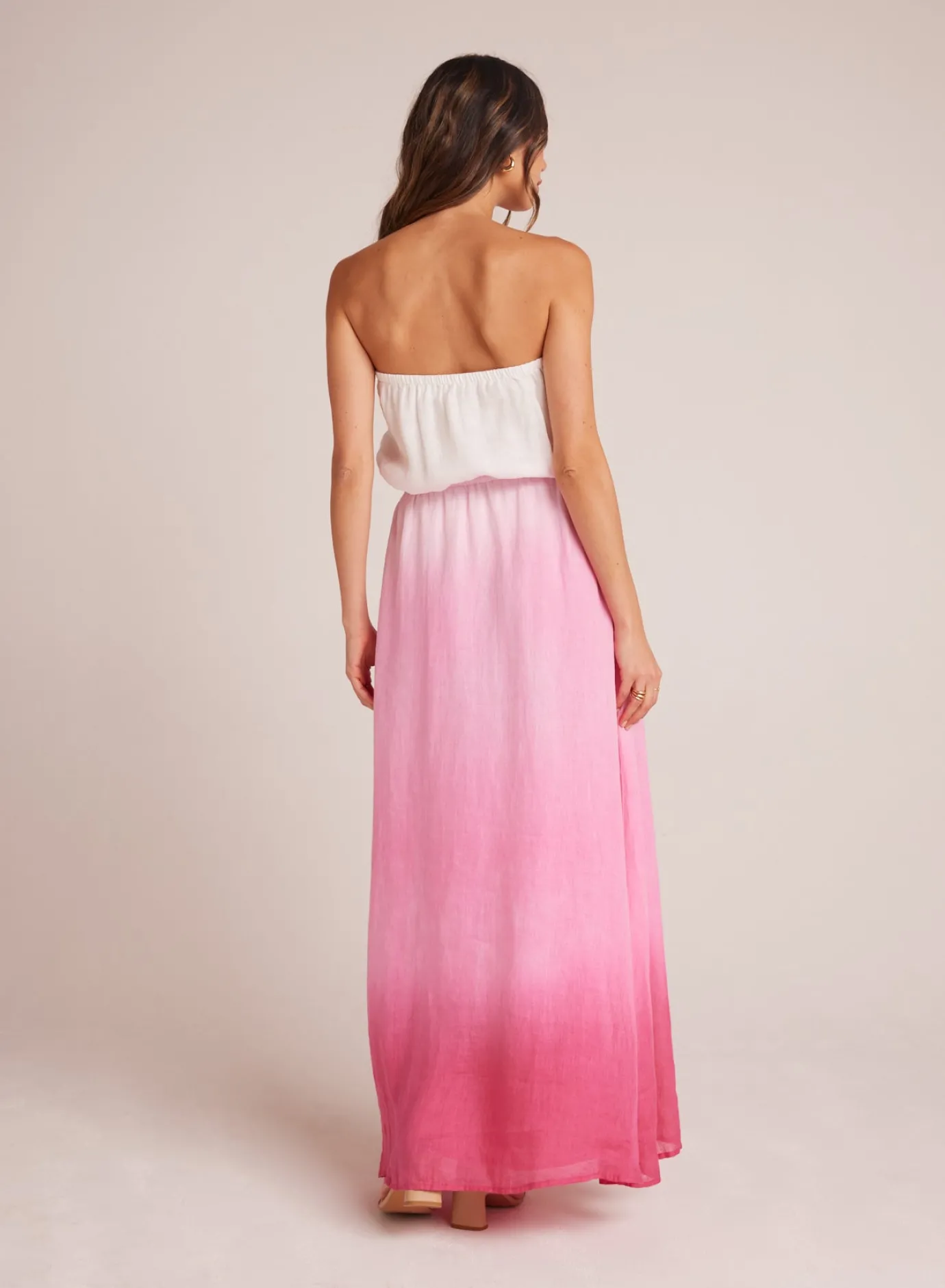 Bella Dahl Strapless Linen Maxi Dress - Pink Ombre Dye- Long Dresses