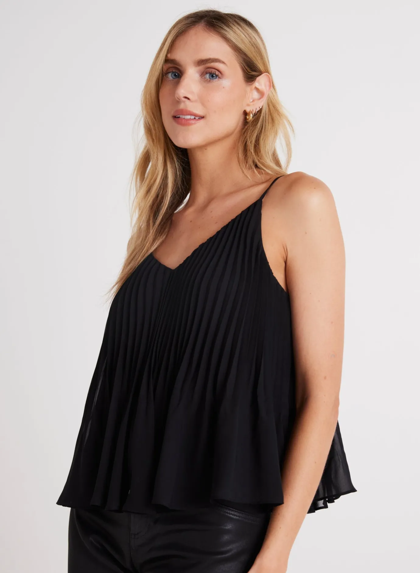 Bella Dahl Sunburst Pleated Chiffon Cami - - Sleeveless