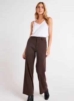 Bella Dahl Sydney Wide Leg Pant - Chestnut Brown- Essentials Bottoms