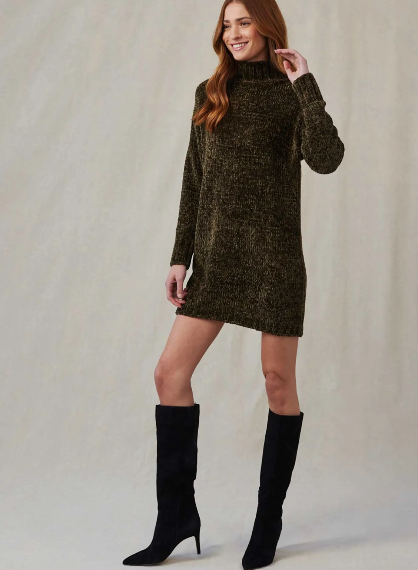 Bella Dahl Turtle Neck Chenille Sweater Dress - Italian Herb- Seasonal Essentials