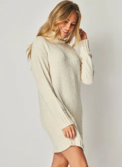 Bella Dahl Turtle Neck Sweater Dress - Opal Ivory- Short Dresses
