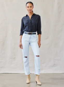 Bella Dahl Two Pocket Classic Button Down - Vintage Black- Essentials Tops