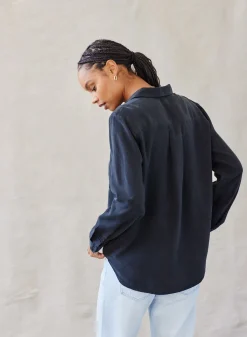 Bella Dahl Two Pocket Classic Button Down - Vintage Black- Long Sleeve