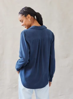 Bella Dahl Two Pocket Classic Button Down - Endless Sea- Long Sleeve