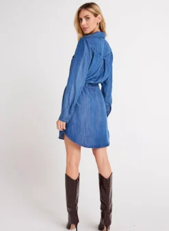 Bella Dahl Utility Pockets Mini Shirt Dress - Moonlit Haze Wash- Essentials Dresses