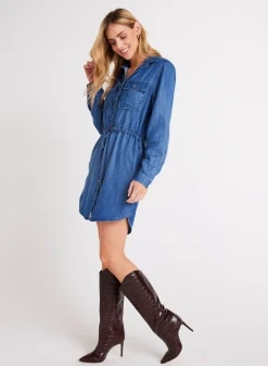 Bella Dahl Utility Pockets Mini Shirt Dress - Moonlit Haze Wash- Essentials Dresses