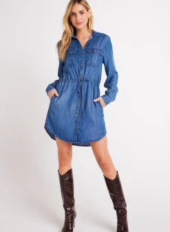 Bella Dahl Utility Pockets Mini Shirt Dress - Moonlit Haze Wash- Seasonal Essentials