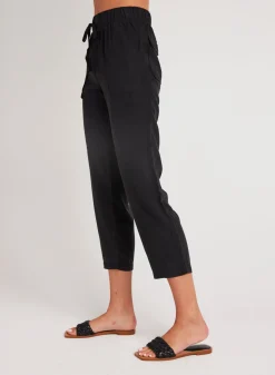 Bella Dahl Utility Tie Waist Trouser - Vintage Black- Essentials Bottoms