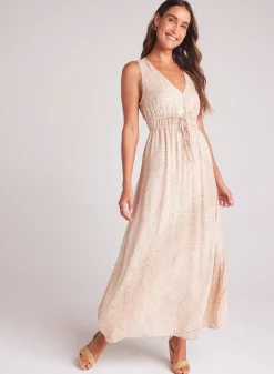 Bella Dahl V-Neck  Midi Dress - Salvador Sand Print- Long Dresses