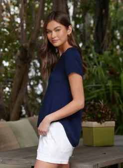Bella Dahl V-Neck Tee - Endless Sea- Short Sleeve